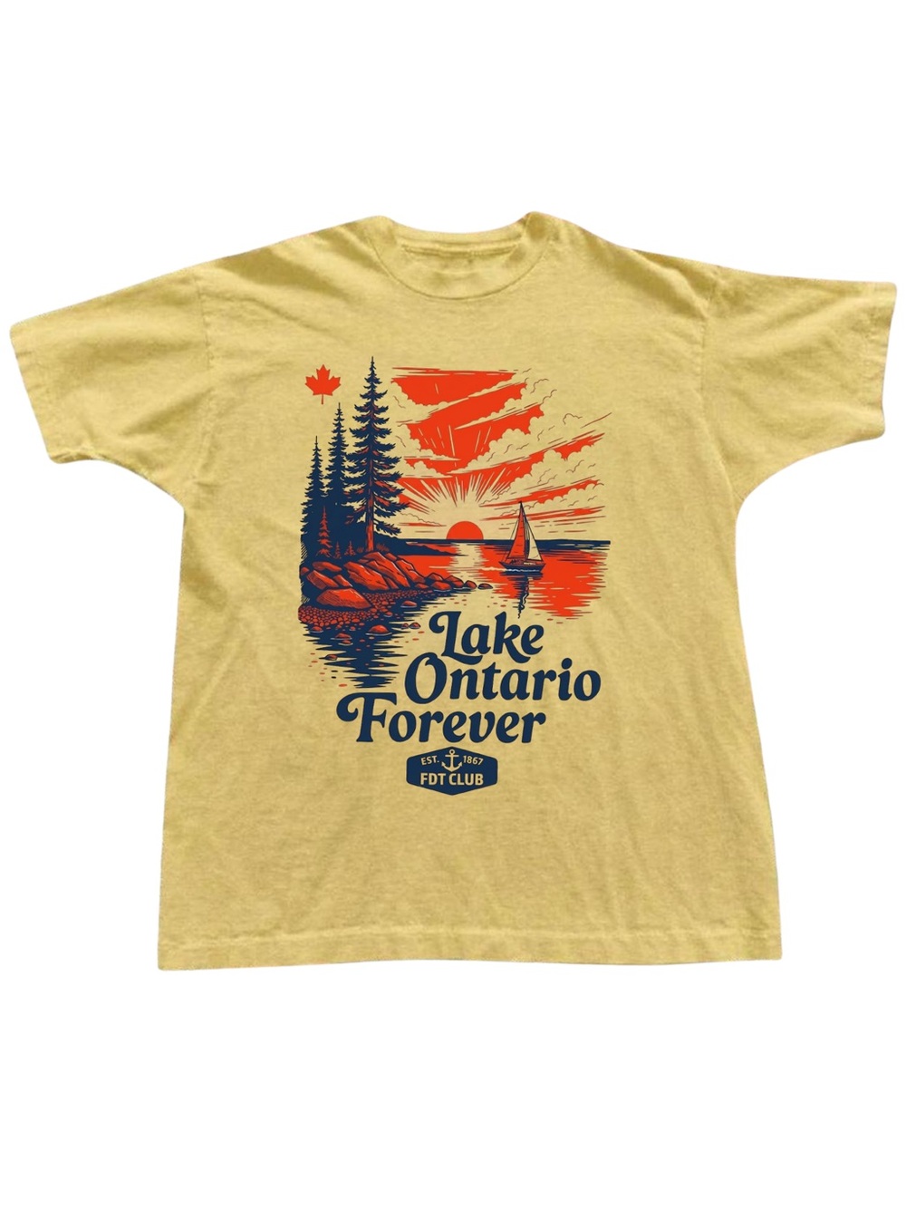 Gildan Lake Ontario Forever Yellow Graphic Tee